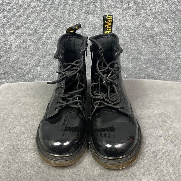 Dr. Martens KID Leather Lace Up Combat Boots size 3 ankle zipper JY004 - Picture 3 of 7